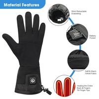 Gants de ski pour femme, à doigts entiers, confortables, respirants, avec doublure chauffante, fermeture à boucle, piles rechargeables