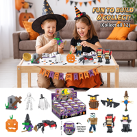 Jouet de construction miniature en capsule pour Halloween et Noël, ensemble de construction DIY à collectionner, plusieurs styles, cadeau éducatif portable