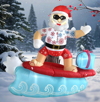 Père Noël surfeur gonflable de 1,2 m avec éclairage LED pour décoration de Noël en extérieur, fête de jardin, ornement de vacances