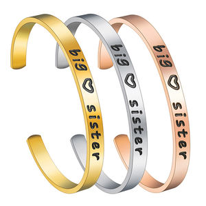 Bracelet manchette inspirant en acier inoxydable, bijoux d'amitié, amovible, tendance, garde en forme de flèche, mots d'invitation, bijoux d'amitié - Product Image 5