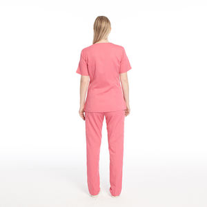 Ensemble d'uniforme médical d'infirmière personnalisé, <span class=keywords><strong>t</strong></span>-<span class=keywords><strong>shirt</strong></span> décontracté mignon et pantalon, ensemble de 2 pièces pour hôpital clinique Salon de beauté Jogger combinaison de gommage - Product Image 3