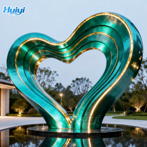 Outdoor Modern Themapark Metaal Rood Hartvormig Roestvrijstalen Sculptuur - Product Image 2