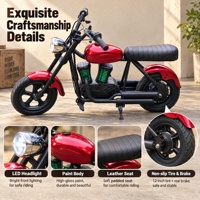 Moto électrique tout-terrain pour enfants 24V 200W avec batterie au lithium, cadre en acier, mini moto tout-terrain avec pneus en caoutchouc gonflables de 12 pouces et éclairage LED
