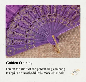 Fashion Cloth Peacock Pattern Sequins PP Hot Stamping Plastic Bone Tassel Handfan Nice Sex Lace Hand Fan For Wedding Gift