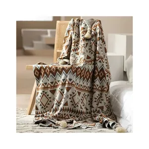 高品质北欧风格棉针织毯漂亮波西米亚客厅沙发扔毯