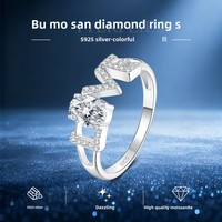 Bague en argent sterling 925 de luxe avec moissanite 50 points/5 mm, poids total 2,3 g, or blanc, classique pour mariage