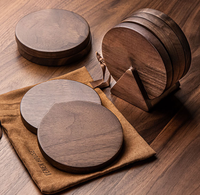 Sous-verre rond en bois de noyer écologique de luxe LEXDO WRC-6688 pour tasse à thé/café, diamètre 600 mm