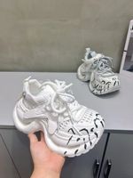 Zapatillas Chunky con Plataforma Y2K para Mujer, Estilo Dad Shoes, Pintadas a Mano con Diseño de Goteo de Tinta y Efecto Biónico, Color Blanco Ártico