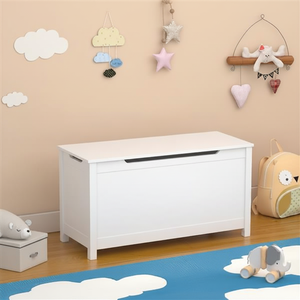 Scatola Portaoggetti in Legno Bianco per Bambini dai 3 Anni in Su, con Coperchio a Cerniera di Sicurezza e Organizer, Prodotta in Cina, Modello AL1214 - Product Image 3