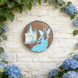 Prêt à être expédié : Plaque murale en résine 3D Fée et Château, Art mural Fée Princesse bleue peinte à la main pour la décoration intérieure - Product Image 4