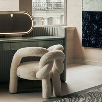 Fauteuil d'appoint moderne de luxe en tissu blanc pour salon, ensemble de meubles haut de gamme pour villa