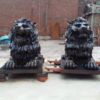 Vente en gros de lion Sculpture en bronze Statues de lion en laiton Lion assis Tête de jardin en bronze