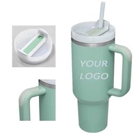 Vaso Térmico Hipdeer de Acero Inoxidable de 40 oz con Asa y Pajita, Logotipo y Color Personalizables, Taza de Café para Exteriores, Mantiene las Bebidas Calientes/Frías, Diseño Minimalista