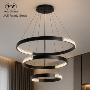 Indoor Modern Metal Three Rings Chandelier <b>Led</b> <b>Dimmable</b> Remote Tricolor Adjustable Height For Living Room Bedroom - Product Image 1