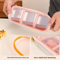 Boîte à lunch étanche et anti-fuite en acier inoxydable de qualité alimentaire, style minimaliste, 3 compartiments, pour la conservation des aliments