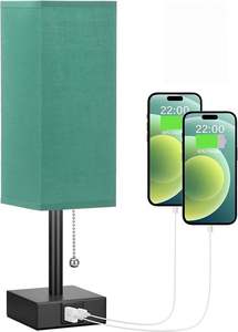 90 Square Cloth Desk <b>Lamp</b> with Zipper Switch Three Color Temperature Variable Light A+C USB <b>Charging</b> for Living Room & Bedroom - Product Image 5