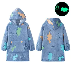 Langsung dari produsen kaus Hoodie selimut Sherpa longgar nyaman untuk anak-anak dewasa