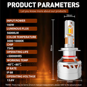 Xenplus Ai01 Contrôle vocal Température de couleur 160W 3000-10000LM Accessoires de voiture Luces Led <span class=keywords><strong>Auto</strong></span> H7 H11 9005 9006 H4 Phares LED - Product Image 6