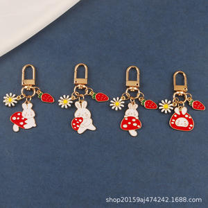 ute <b>Mushroom</b> Rabbit Alloy Oil Drop Keychain Pendant Fresh Bunny Strawberry Accessories Earphone Case Bag <b>Decoration</b> - Product Image 1
