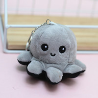 Adorable poupée peluche pieuvre à visages interchangeables, porte-clés, breloque pour sac d'école, accessoire pour filles, super douce, rembourrage en coton PP