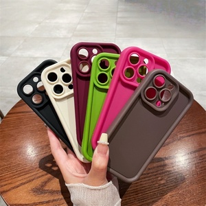 Funda Protectora de TPU Suave Color Caramelo para Teléfono Móvil iPhone 16 15 14 13 12 17 Pro Max Plus, Protección de Lente, Precio al por Mayor - Product Image 1