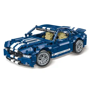 MORK 023021 1428PCS Blue Super GT Racing Car Blocks Technical Model Vehicle Building Bricks Building Kit