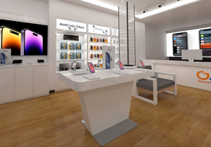 <span class=keywords><strong>IT</strong></span> shop white painting counters custom design matte white mobile phone shop display Samsung style - Product Image 2