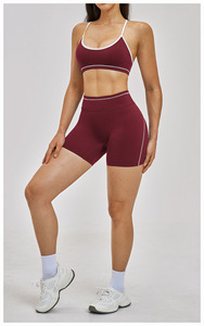 Set 5 Pezzi Personalizzabile con Logo, Nuovo Abbigliamento Sportivo Effetto Nudo, Leggings Aderenti, Reggiseno Sportivo e Pantaloncini Color Block per Donna - Product Image 2