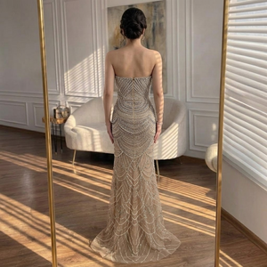 Serene Hill LA72900 Vestidos <span class=keywords><strong>de</strong></span> <span class=keywords><strong>Noche</strong></span> <span class=keywords><strong>de</strong></span> <span class=keywords><strong>Gala</strong></span> Nude Sin Tirantes Tipo Sirena con Perlas y Cuentas 2026, Trajes <span class=keywords><strong>de</strong></span> Fiesta <span class=keywords><strong>de</strong></span> Alta Gama para Banquetes - Product Image 4