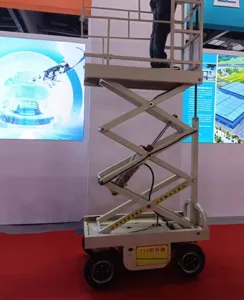 עגלת הרמה הידראולית מגולוונת מפלדה לבנה עם פלטפורמת הליכה, לרכב תחזוקה, תצפית וניקיון לולים חשמליים 220V - Product Image 2