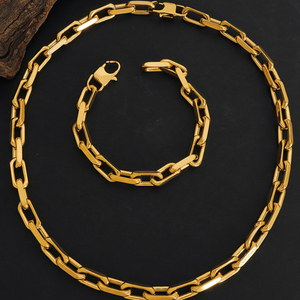 Joyería Punk Hip Hop, Acero Inoxidable Antideslustre, Cadena Cubana Gruesa y Sólida, Conjunto de Collar y Pulsera para Hombre y Mujer - Product Image 3