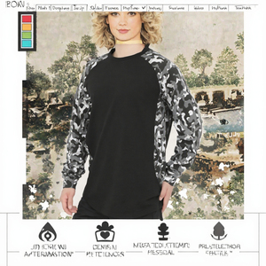 Black Camo <b>Raglan</b> Long <b>Sleeve</b> <b>T</b> <b>Shirt</b> Oversized Cotton Tee Digital Print Casual Men's - Product Image 3