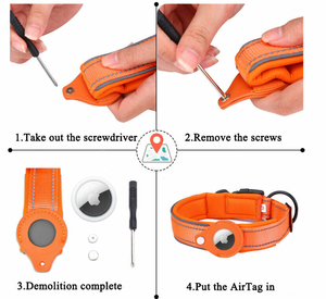 Kedatangan Baru Kalung Anjing Nylon Reflektif yang Dapat Disesuaikan dengan AirTag Retainer Tracker, Kalung Anjing yang Tahan Lama dan Kokoh untuk Anjing Sedang dan Besar - Product Image 3