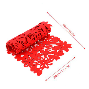 40x11 inch Màu đỏ hoa phong cách hộ gia đình ăn uống trang trí đám cưới Rỗng ra cảm thấy bảng <span class=keywords><strong>RUNNER</strong></span> cho đám cưới - Product Image 2