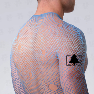 T-shirt en maille transparente pour homme, personnalisé avec logo, <span class=keywords><strong>sexy</strong></span>, respirant, pour la plage, été, doux, style musculaire - Product Image 3