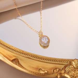 US Local <span class=keywords><strong>Stock</strong></span> Mujeres Luz Collar de lujo Cadena de acero inoxidable Moda Gota Zircon Diamante Collar brillante - Product Image 6