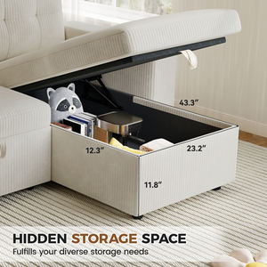 Sofá Cama Extensible 2 en 1, Convertible, Modular, Tapizado en Terciopelo, Relleno de Esponja, con Espacio de Almacenamiento, Puerto USB para Carga, Moderno, para Hotel, Centro Comercial, Escuela - Product Image 3