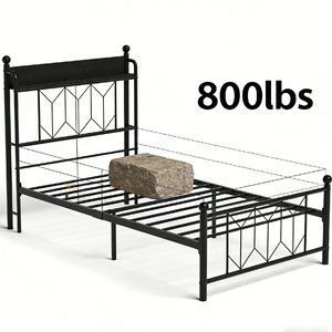 Struttura letto singolo in metallo con testiera contenitore, stazione di ricarica e luci LED - Base letto per camera da letto/appartamento - Product Image 6