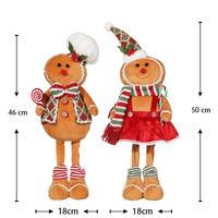 45cm Noël pain d'épice jouets en peluche assis debout rétractable pain d'épice homme en peluche poupée pain d'épice homme pour la décoration intérieure