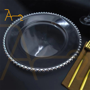 Placa de cargador de acrílico con borde de plata y oro redondo, vajilla, cargador al por mayor, placas de plástico transparente, superventas para boda - Product Image 3
