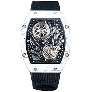 Reloj Deportivo Mecánico de Tenis Más Vendido, Esfera Hueca, Caja de Fibra de Carbono Blanca, Correa de Nailon Transpirable, Reloj Deportivo para Hombre - Product Image 1