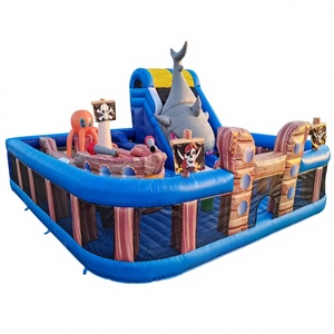 Grand château gonflable avec toboggan, aire de jeux gonflable, combo pirate gonflable - Product Image 1