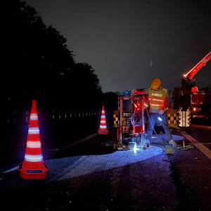 28 Pollici 360 °   Cono Stradale Luminoso Solare Retrattile con Sensore di Luce, Impermeabile, Ricaricabile, Pieghevole, per Sicurezza Stradale - Product Image 6