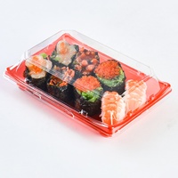 Barquette rectangulaire en PET pour sushis, jetable, avec couvercles transparents, vente en gros d'usine