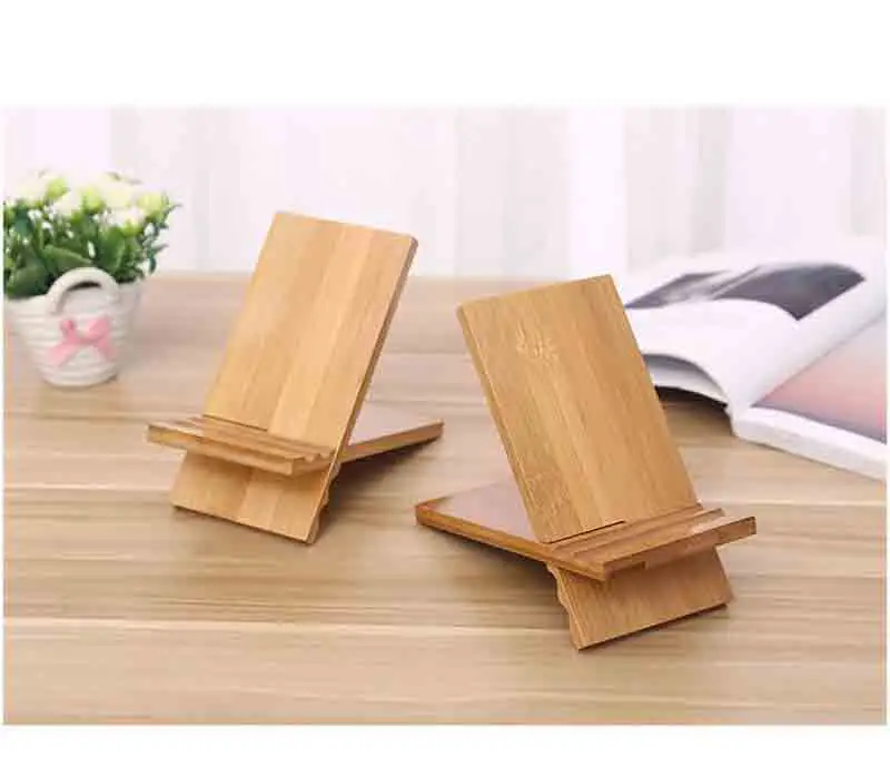 Eenvoudige Bamboe Hout Telefoon Houder Houten Telefoon Accessoires Desktop Creatieve Decoratie Multi-Functionele Bracket