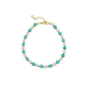 S925 <b>Silver</b> 18K Gold Plated Natural Turquoise Crystal <b>Beads</b> Versatile Sophisticated Women's <b>Bracelet</b>-Fashion Bangles - Product Image 1