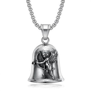 yunnique Stainless Steel <b>Bell</b> Pendant With <b>Angel</b> Cupid Design For Necklace Gift - Product Image 5