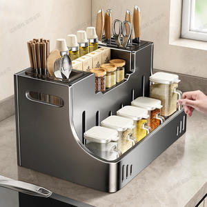 Organizador de Cuchillos de Cocina Bluevine de Acero al Carbono, 21 Piezas, Multifuncional, para Encimera, con Almacenamiento de Condimentos, Diseño Rectangular - Product Image 4