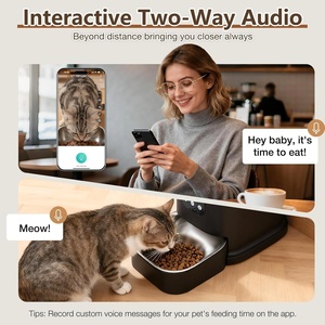 Distributeur automatique de nourriture pour <span class=keywords><strong>chat</strong></span> avec caméra HD WiFi, 5L, contrôle par application, audio bidirectionnel, vision nocturne, bol en acier inoxydable, distributeur intelligent de nourriture pour animaux de compagnie avec écran LCD - Product Image 5