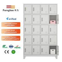 Casier de rangement métallique à 20 compartiments avec serrures à clé individuelles, armoire de rangement en acier multi-20 portes avec supports pour l'école et le bureau